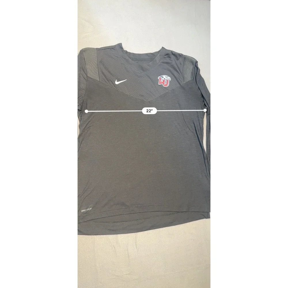 Nike Liberty University Flames Dri-FIT Long Sleeve Training Top Gray Mens XL